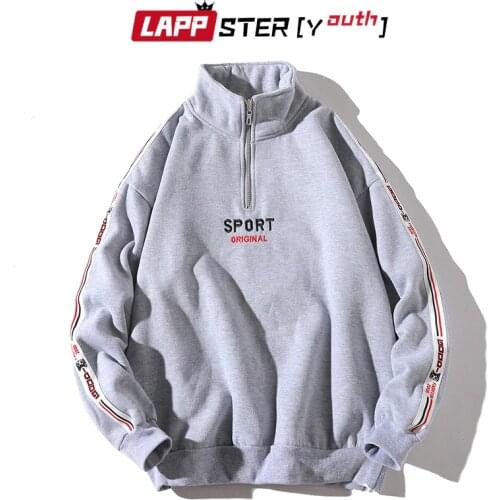 LAPPSTER-Youth Sport Zipper Hoodies Harajuku Men 2021 Korean Fashions Side Striped Hoodies Male Japanese Streetwear Clothing