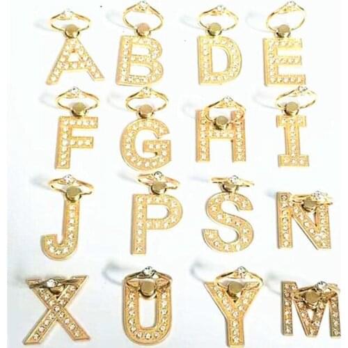 360 Degree Diamond Metal Letter A-Z Finger Ring Smartphone Stand Holder Mobile Phone Holder For iPhone Huawei All Phone