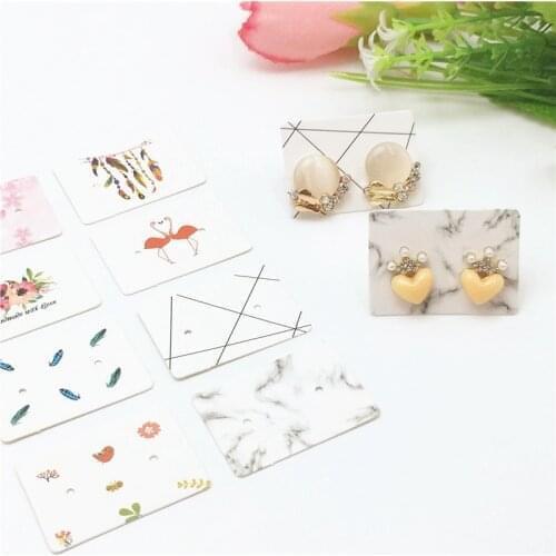 50pcs New Type Printed mini Lovely Earring Packing Tag 35*25mm white Jewelry Stud Ear display Card Price Tag Card