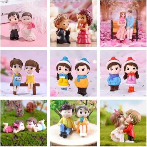 Romanic Lover Couple Marry Me Figurines Miniature Craft Ornament Fairy Valentines Day Gift Home Garden Decoration