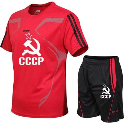 2021 New Cccp Soviet Mens And Womens T-shirt Sports Suit Fitness Quick-drying Casual Running Summer Sports Shorts 2 Pcs
