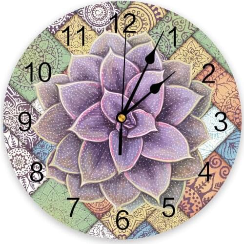 Watercolor Succulent Mandala 3D Wall Clock Modern Design Living Room Decoration Kitchen Clock Art Wall Watch Home Decor