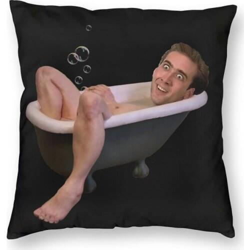 Soft Nicholas Cage Taking A Bath Throw Pillow Cover Decoration Custom Square Cushion Cover 45x45cm Pillowcover for Living Room