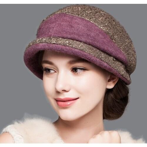 New Korean Woolen Hat Female Autumn and Winter Wind-proof Knitting Wool Cap Lady Warm Bowler Hat B-7558