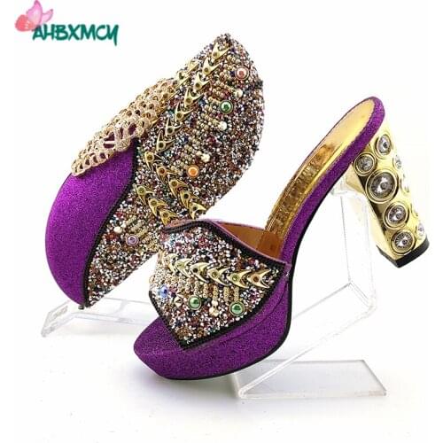 2021 Winter New Coming Ins Hot Selling Speciasl Slipper with Platform Super High Comfortable Heels in Purple Color for Party