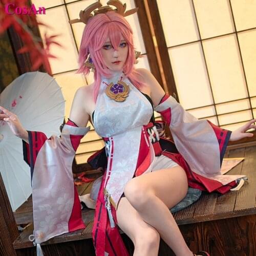 New Arrival Game Genshin Impact Yae Cosplay Costume Sweet Lovely Combat Uniform Female Activity Party Role Play Clothing S-XL