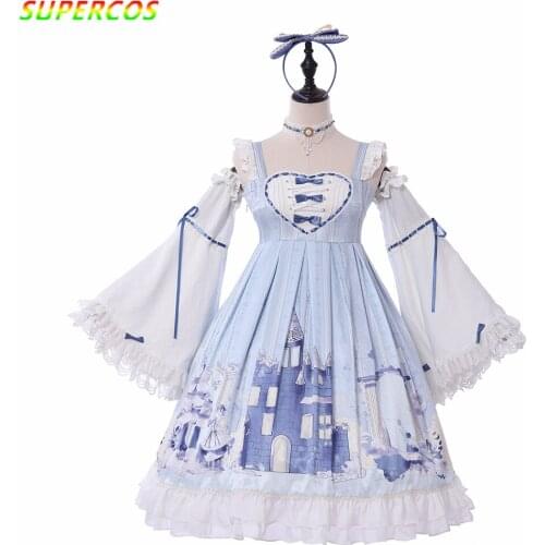New Arrivals! High Quality 3D Cartoon Snow Girl Artistic Printing Lovely Princess Lolita JSK Dress