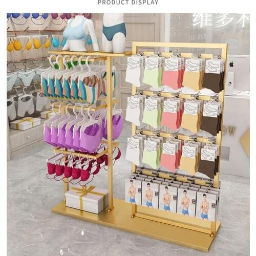 Underwear shelf, socks, stockings display stand, shopping mall floor double-sided hanging island rack