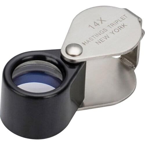 Portable Handheld Magnifying Glass Folding 14X Full Metal Identification Antique Jade with Leather Case Jewelry Magnifying Glass