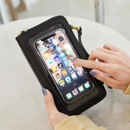 Drop Shipping Crossbody Cellphone Purse Women Touch Screen Bag Ladies RFID Blocking Wallet Shoulder Handbag Mini PU Leather Bag