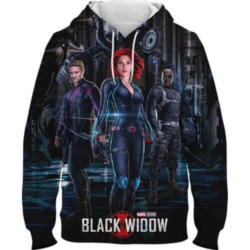 Oversized Hoodie For Men Marvel Black Widow 3D Print Cool Womens Sweatshirt Casual Spring Autumn Boy Girl Kids Tracksuit