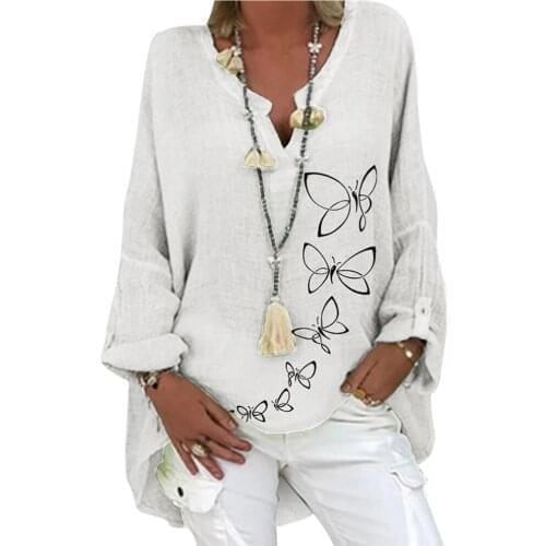 5xl Plus SizeWomens Blouses Summer Top Long Sleeve V-neck Spring Tunic Shirts 2021 Casual Loose Shirts Women Chemise Femme