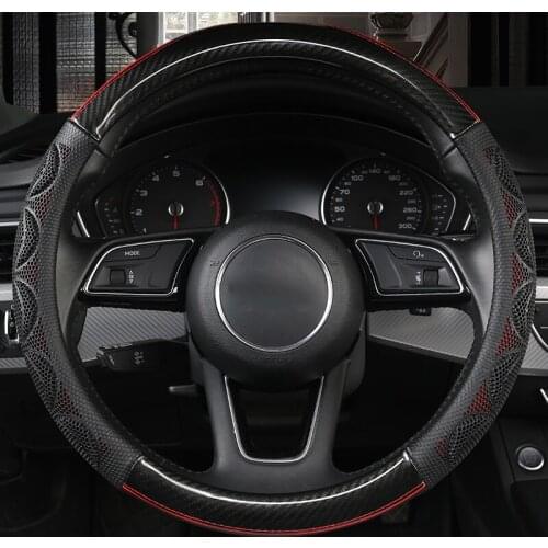Car-styling Steering Wheel Cover Carbon Fiber Suede 37-38CM Cars Wheel Covers Anti Slip Breathable Universal Auto Accessories