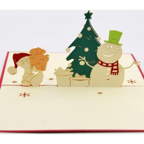 Funny snowman Christmas cards/3D pop up greeting card/Christmas gifts Free shipping