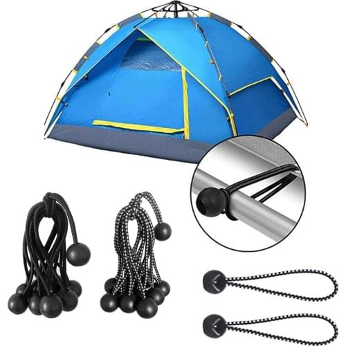 12pcs Outdoor Camping Binding Belt Elastic Ball Canopy Buckle Tent Fixing Ropes Fixed Strap Camping Supplies