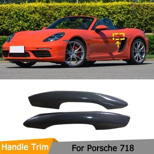Car Door Handle Covers Trims For Porsche 718 Boxster Cayman 2016 - 2020 Real Carbon Fiber Side Door Trims Covers 2 PCS