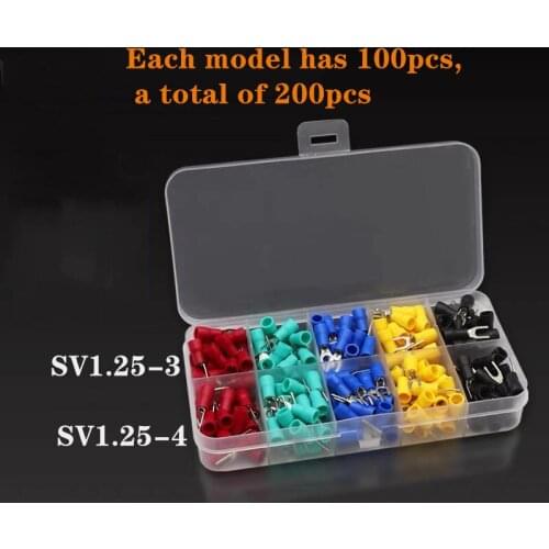 200 pieces / box SV1.25-3 SV1.25-4 Insulated Fork Cable Wire Terminal Connector Electrical Crimp Terminal