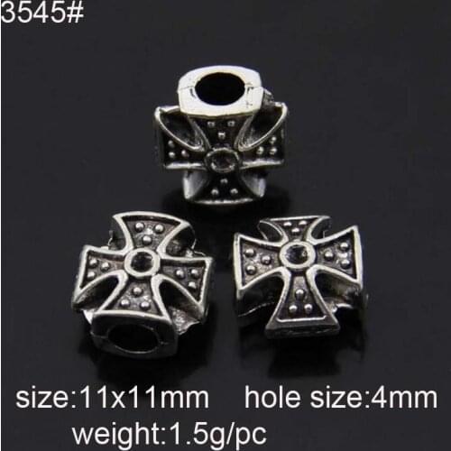 25pcs Antique Silver Plated Big Hole Cross Alloy Beads Fit European Bracelet Jewelry DIY