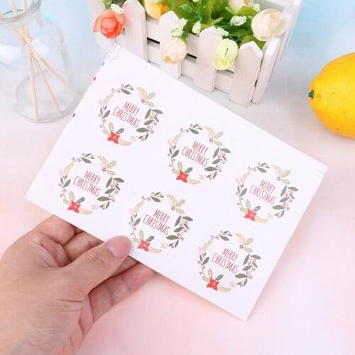 30pcs Merry Christmas English Words DIY Scrapbooking Christmas Gift Kraft Sticker Cookie/Cake Labels Stickers Sweets Party Seal