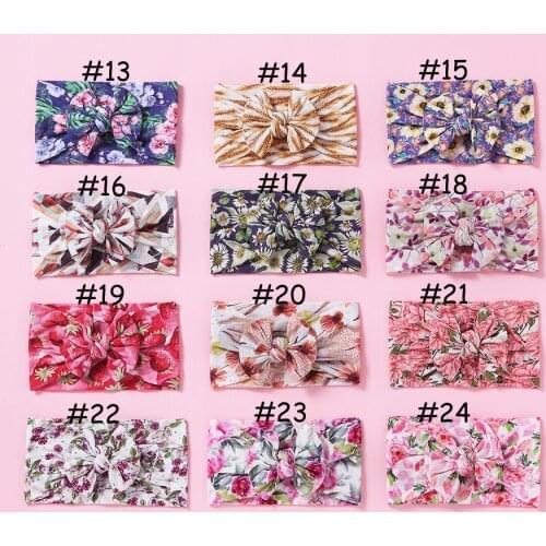 32 pcs/lot, Floral print nylon baby headbands, Bohemian style nylon turban headwrap, Baby girls hair accessories