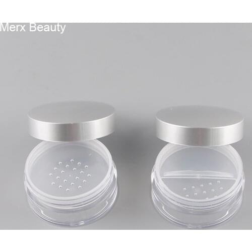 5PCS 50ML Clear Plastic Loose Powder Case With 2 Shape Of Sifter Portable Cosmetic Jar With Silver Cover High-grade Makeup