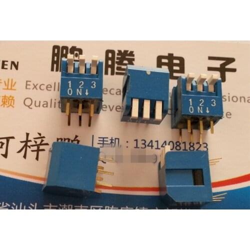 5PCS/lot Taiwan-made Yuanda DIP 3P side dial key type 3-position code switch, pitch 2.54MM blue gold-plated feet