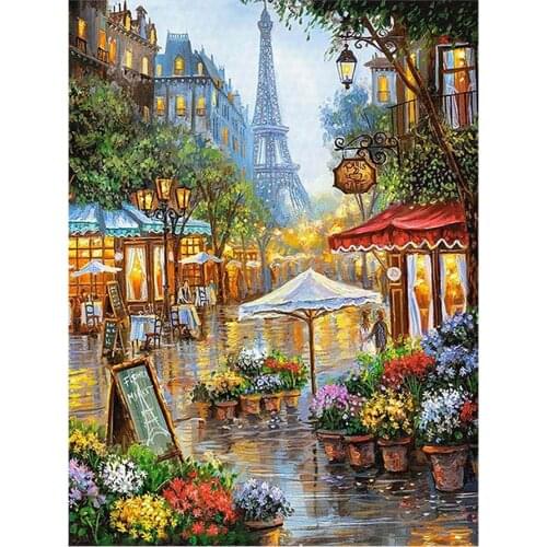 Flower Street Paris Diamond Painting scenic Round Full Drill 5D Nouveaute DIY Mosaic Embroidery Cross Stitch home decor gifts
