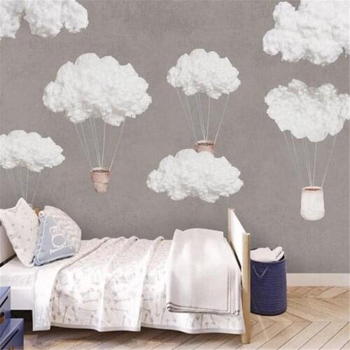 Milofi custom large wallpaper mural modern minimalist hand-painted childrens room sky creative cloud bedroom cartoon mural
