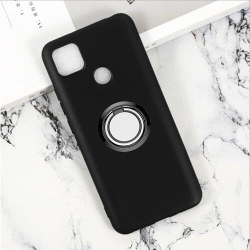 For Xiaomi Redmi 9C NFC Redmi9C Back Ring Holder Bracket Phone Case Cover Phone TPU Soft Silicone