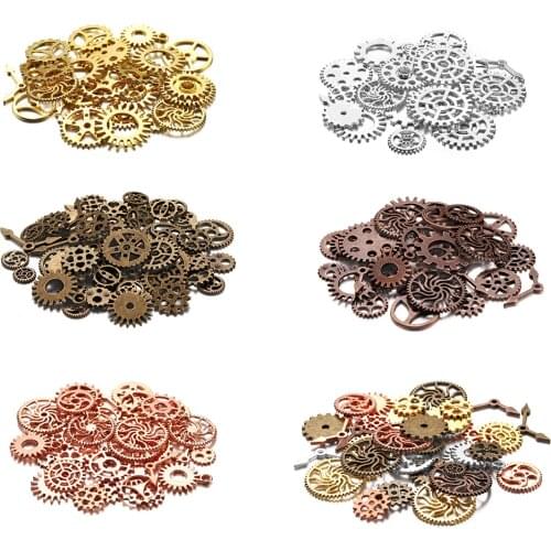 50g Mix Alloy Mechanical Steampunk Cogs Gears Charms DIY UV Resin Epoxy Mold For Jewelry Making Crafts Supplies Accessories