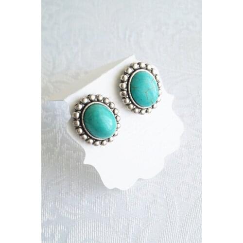 Hot sale green stone stud earrings Antique earrings Personality stud earrings for women