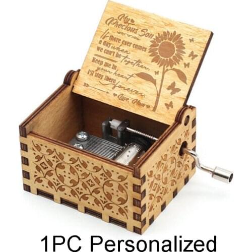 Engraved Wooden Music Box Musical Case Birthday Gifts Hand Crank Classic Antique Carved Wood Musical Boxes For Family YYH-041