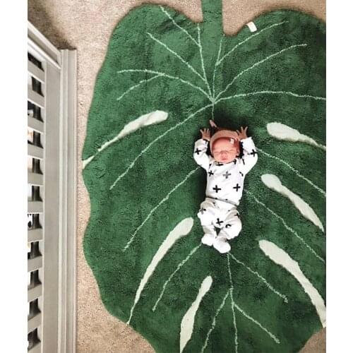 Ins Nordic Style Leaves Modeling Cotton Carpet Children Room Home Decoration Ground Mat Photography Props 3d Vloerkleed Rug