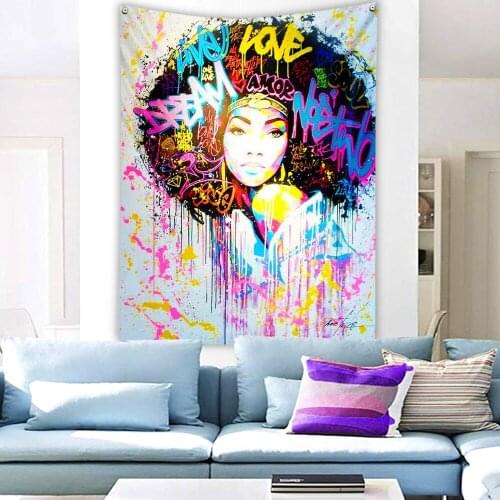 African Beauty Tapestry Cute Room Bedroom Bedside Background Cloth Hippie Anime Bedspread Music Yoga Mat Wall Hanging Home Decor