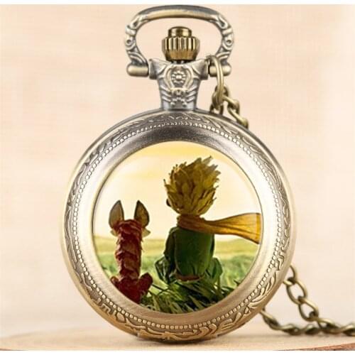 Classic The Little Prince Theme Quartz Pocket Watches for Children Lovely Necklace Clock Best Birthday Gifts for Boys Girls