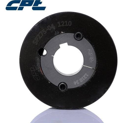 CPT brand SPZ cast iron cart wheel, 79mm outside diameter, match with 1210 taper bushing, 4 grooves, fit for 9-32mm shaft size