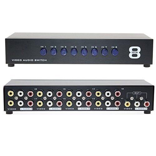 GREATLINK AV Switch Box 4 in 1 out AV Audio Video Signal Composite for HDTV LCD DVD 3 RCA Switcher 8 to 1 Selector not Splitter