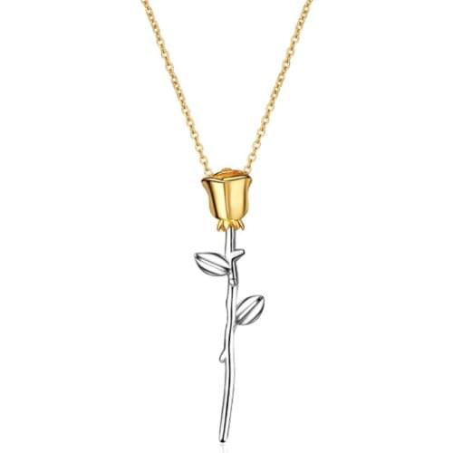 Korean version of fresh and warm creative wild rose flower short paragraph female silver plated necklaces SE098