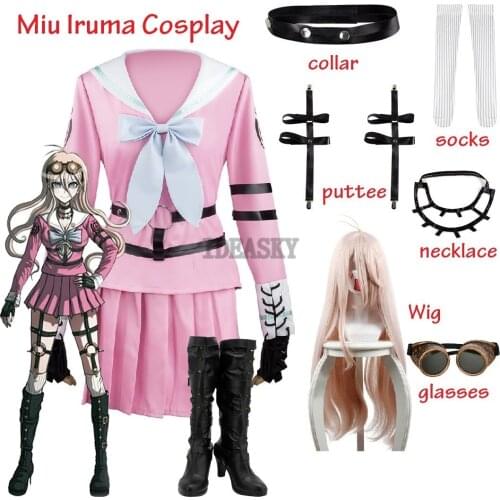 Costume Miu Iruma Cosplay Wigs Danganronpa V3:Killing Harmony Women Sailor Suit Halloween Carnival Uniform Sets Free Accessories