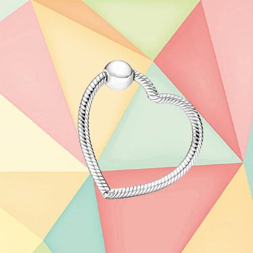 2021 New 925 Sterling Silver Moments Heart-shaped Pendant, Suitable For Original Bead Diy Jewelry, Ladies Fashion Jewelry