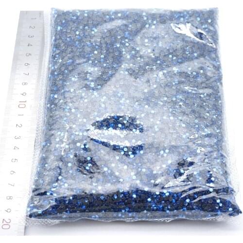 Lt.sapphire Wholesale Large Bulk Packing High Quality Shiny Stones Size SS6 SS10 SS16 SS20 SS30 Black Hotfix Rhinestones