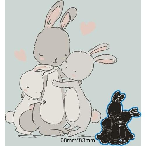 Metal Cutting Dies Rabbit family New Scrapbook paper Decoration Embossing DIY Paper Card Craft 68*83mm