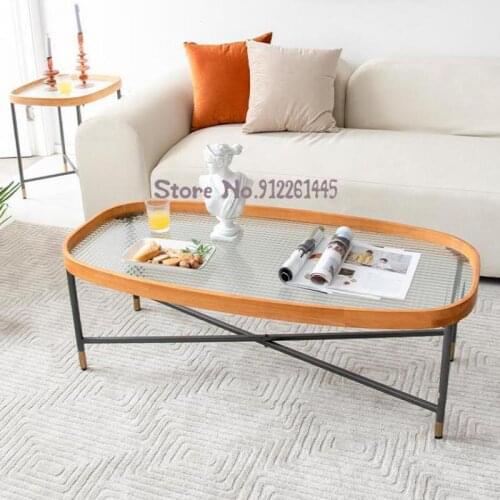 Minimalist Living Room Square Small Family Stainless Steel Tea Table Changhong Glass Light Luxury Japanese Sofa Solid Wood Corne