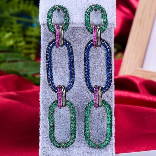 Missvikki 4Colors Luxury Noble Dangle Earrings For Women Wedding Cubic Zircon CZ Punk Trend Party Indian earrings for women 2021