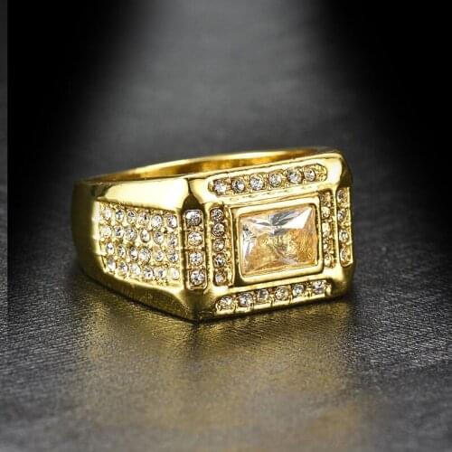 Fashion Business Mens Zircon Ring Artificial European and American Hand Inlaid Zircon Rings Luxury Jewelry Accessories