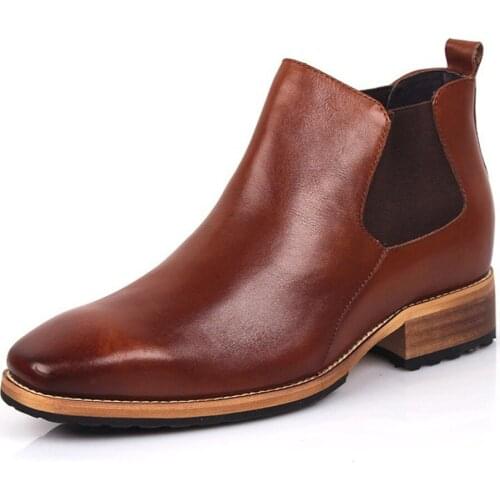 3.15 Inches Taller Genuine Leather Heightening Elevated Oxfords Mens Formal Business Boots(slip on)