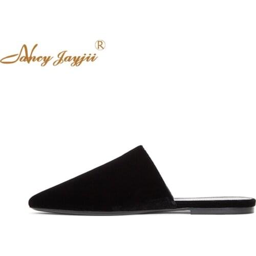 Nancyjayjii New Fashion Velvet Fashion Bliss Slippers Almond Toe Lady Flat Heels Women Summer Dress Casual Shoes Woman Size 4-16