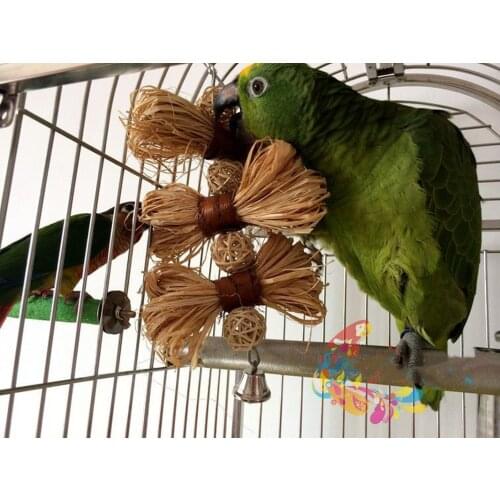 Natural Chews Toy for Pet Bird Parrot Toys Macaw African Budgie Parakeet Lovebird Bites Ball Swing Cages Toys Bird Nest Rattan