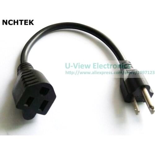 NCHTEK Nema Power Adapter Cord,USA Nema 5-15 Plug to 5-15R Socket Outlet Power Strip Extension Cable/Cord/Free Shipping/10PCS