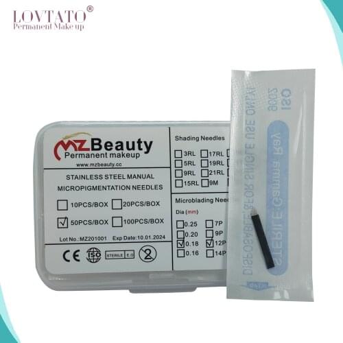 2018 Sale Agulhas Agulha New 0.18mm Diameter 12 Pin Microblading Needles Blades Tebori Pontas Flexy Brow Tatoo Oem Supply 3d